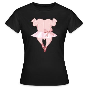 Poulet rôti ballerine avec tutu et chaussons de danse - T-shirt Femme - noir - Devant - AI Model Female 172 dark (172cm)