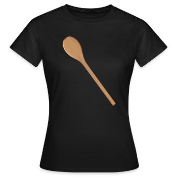 Cuillères en bois Cuillères de cuisine pour vos propres textes et recettes - T-shirt Femme - noir - Devant - AI Model Female 172 dark (172cm)