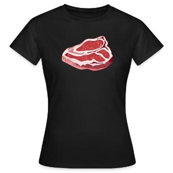 prächtiges rohes T Bone Steak für Grillpartys - Frauen T-Shirt - Schwarz - Vorne - AI Model Female 172 dark (172cm)