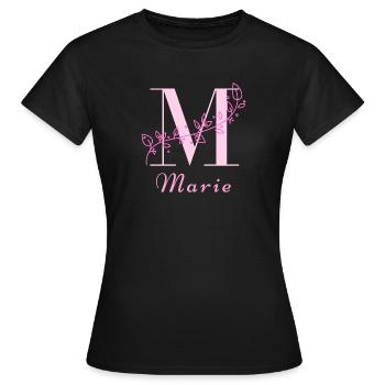 Chemise MARIE Nom Lettres Florales Femmes - T-shirt Femme - noir - Devant - AI Model Female 172 dark (172cm)