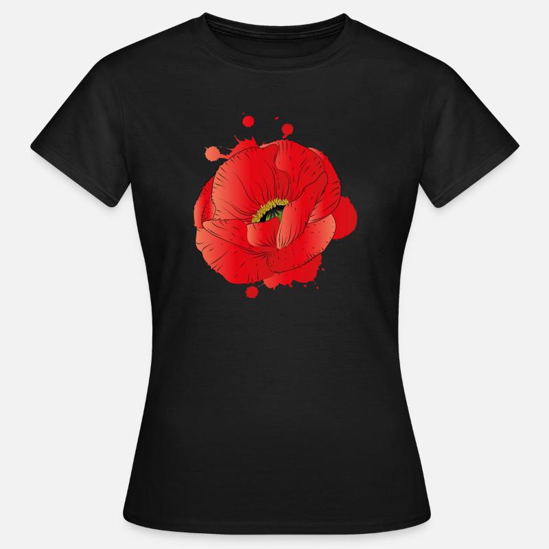 große Blüte eines Klatschmohns als Graffiti - Frauen T-Shirt - Schwarz