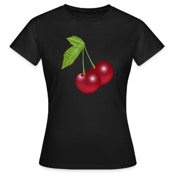 belles cerises rouges foncées croquantes - T-shirt Femme - noir - Devant - AI Model Female 172 dark (172cm)