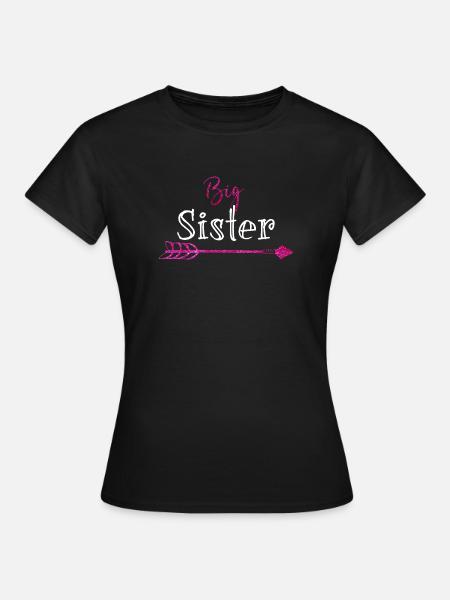 Grote zus roze glitterpalet - Vrouwen T-shirt - zwart