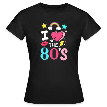 80s Eighties Party Music - Women's T-Shirt - black - Front - AI Model Female 172 dark (172cm)
