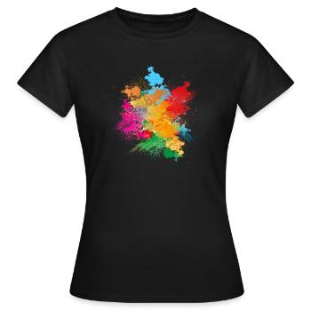 Farbpulver Explosion aus buntem Farbpulver - Frauen T-Shirt - Schwarz - Vorne - AI Model Female 172 dark (172cm)