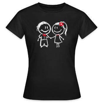 Pärchen Liebe Beziehung Romantik Valentinstag - Frauen T-Shirt - Schwarz - Vorne - AI Model Female 172 dark (172cm)