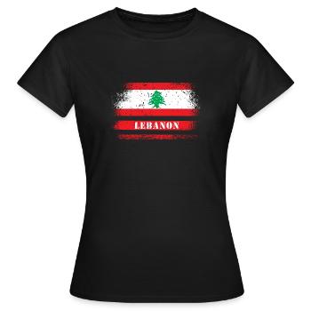 Libanon Vintage Flagge - Frauen T-Shirt - Schwarz - Vorne - AI Model Female 172 dark (172cm)