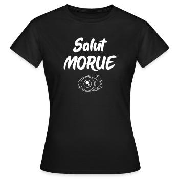 Salut morue - T-shirt Femme - noir - Devant - AI Model Female 172 dark (172cm)