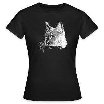 Tête de chat - Blanc - T-shirt Femme - noir - Devant - AI Model Female 172 dark (172cm)