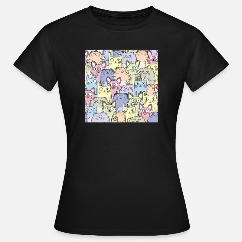 Cat Pattern Cat Wallpaper Cat Pattern - Women's T-Shirt - black