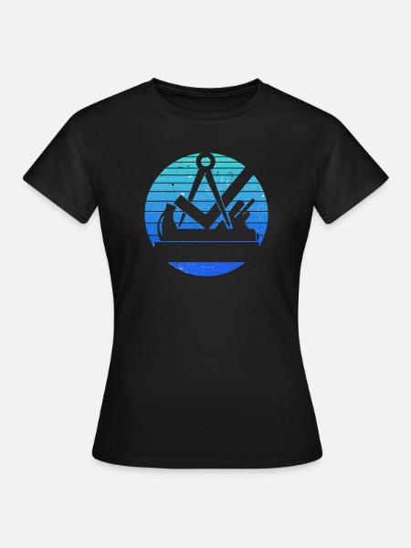 Rétro vintage charpentier charpentier artisan bleu - T-shirt Femme - noir