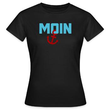 Moin ancre Ahoi Mer du Nord Mer Baltique plage vacances côte - T-shirt Femme - noir - Devant - AI Model Female 172 dark (172cm)