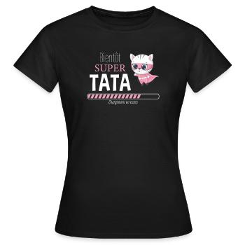 bientôt super tata chaton - T-shirt Femme - noir - Devant - AI Model Female 172 dark (172cm)