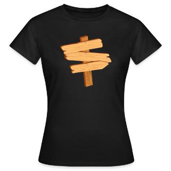 old wooden signpost for your own inscription - Women's T-Shirt - black - Front - AI Model Female 172 dark (172cm)