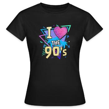 90iger Neunziger Jahrgang - Frauen T-Shirt - Schwarz - Vorne - AI Model Female 172 dark (172cm)