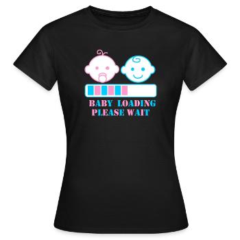 CHARGEMENT DE BÉBÉ S’IL VOUS PLAÎT ATTENDRE - T-shirt Femme - noir - Devant - AI Model Female 172 dark (172cm)