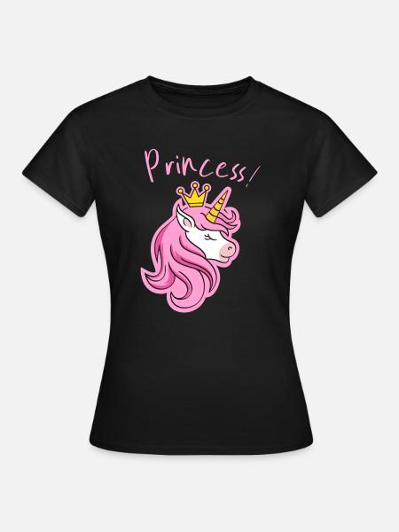 Majestätischer Einhorn-Kronen-Print - Dame-T-shirt - sort
