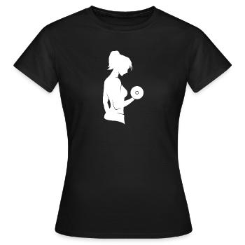 Dumbbell workout bodybuilding gym workout - Women's T-Shirt - black - Front - AI Model Female 172 dark (172cm)