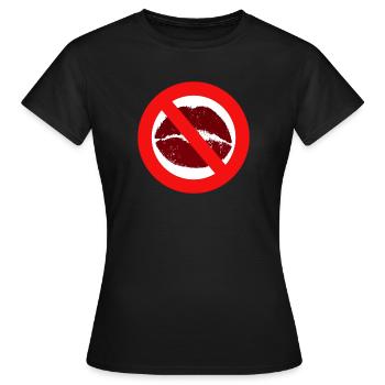Baisers interdit baiser bouche lèvres baiser interdiction distance - T-shirt Femme - noir - Devant - AI Model Female 172 dark (172cm)