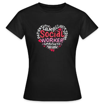 Travailleur social - T-shirt Femme - noir - Devant - AI Model Female 172 dark (172cm)