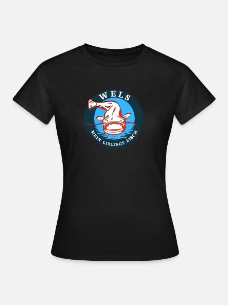 Angeln Wels mein Lieblings Fisch - Frauen T-Shirt - Schwarz