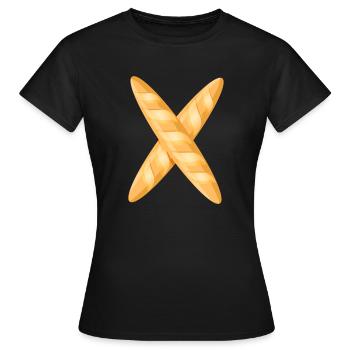 Baguettes dorées fraîchement cuites recouvertes de - T-shirt Femme - noir - Devant - AI Model Female 172 dark (172cm)