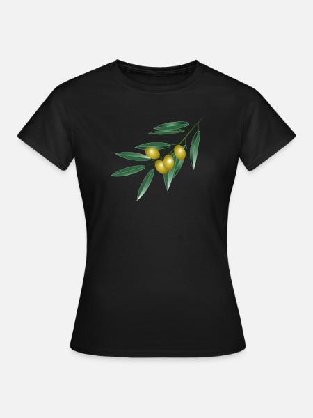 Olivenzweig mit vier Oliven. Symbol für Frieden - Frauen T-Shirt - Schwarz