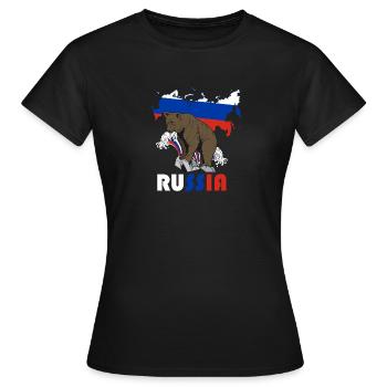 Russia bear design with map and flag - Women's T-Shirt - black - Front - AI Model Female 172 dark (172cm)