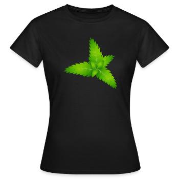 feuilles de menthe fraîche juteuse verte - T-shirt Femme - noir - Devant - AI Model Female 172 dark (172cm)
