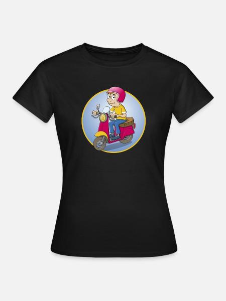 Der Rollerfahrer - Version1 - Frauen T-Shirt - Schwarz