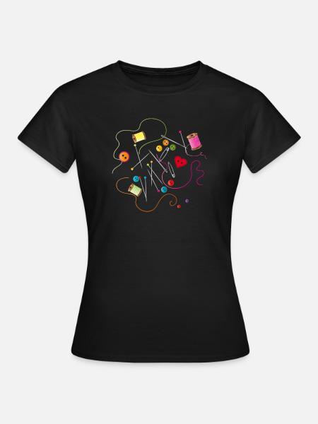 Sewing utensils buttons, needle, thread and sewing thread - Women's T-Shirt - black