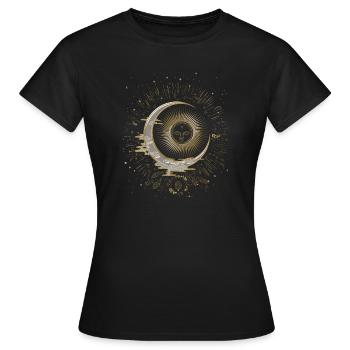 Die Sonne und der Mond mit Sternen - Frauen T-Shirt - Schwarz - Vorne - AI Model Female 172 dark (172cm)