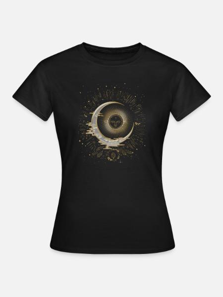 Die Sonne und der Mond mit Sternen - Frauen T-Shirt - Schwarz