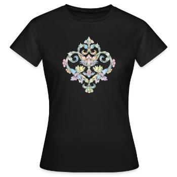 wunderschönes Pastellfarbenes Barock Ornament - Frauen T-Shirt - Schwarz - Vorne - AI Model Female 172 dark (172cm)