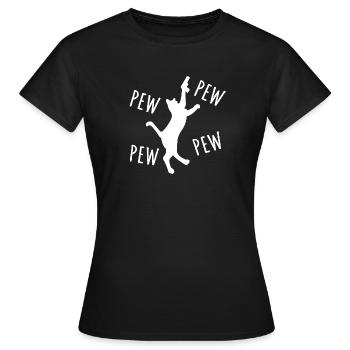 Lustige Katze mit Pistolen lustige Tiere - Frauen T-Shirt - Schwarz - Vorne - AI Model Female 172 dark (172cm)