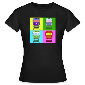 Tramway, pop art tram - T-shirt Femme - noir - Devant - AI Model Female 172 dark (172cm)