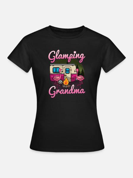 Glamping Camping - Frauen T-Shirt - Schwarz