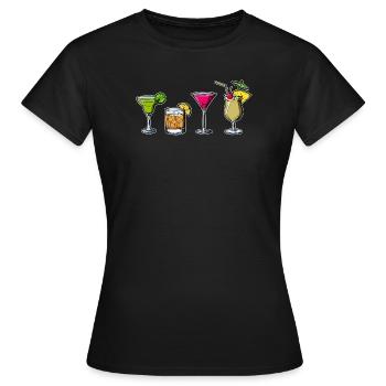 Cocktails long drinks boire ivre fête - T-shirt Femme - noir - Devant - AI Model Female 172 dark (172cm)
