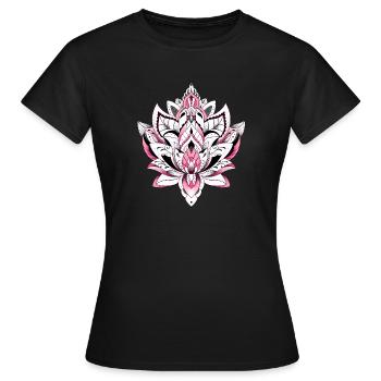 lotus mandala couleur rose - T-shirt Femme - noir - Devant - AI Model Female 172 dark (172cm)