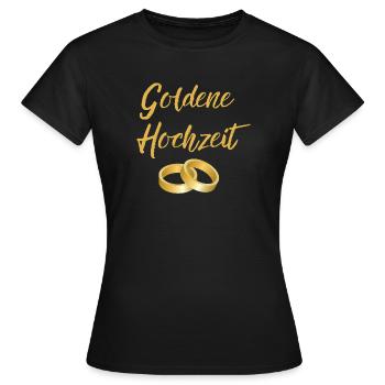 Goldene Hochzeit Eheringe golden Hochzeittag Segen - Frauen T-Shirt - Schwarz - Vorne - AI Model Female 172 dark (172cm)