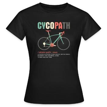 CYCOPATH Fahrrad-Grafik-Tee - Frauen T-Shirt - Schwarz - Vorne - AI Model Female 172 dark (172cm)