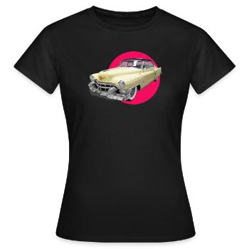 youngtimer auto liebe cadi chevy retro car oldtime - Frauen T-Shirt - Schwarz - Vorne - AI Model Female 172 dark (172cm)