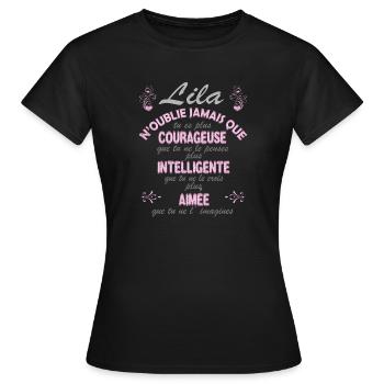 Prénom Lila Lilas pour ma fille - T-shirt Femme - noir - Devant - AI Model Female 172 dark (172cm)