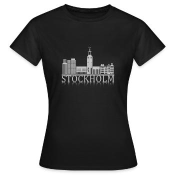 Stockholm Skyline Reflection - Women's T-Shirt - black - Front - AI Model Female 172 dark (172cm)