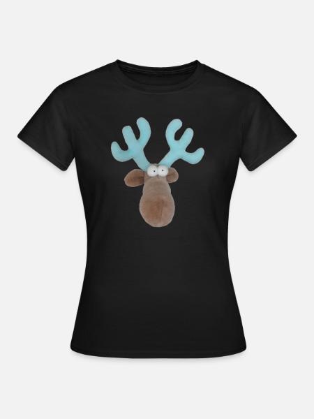 lustiger Elch, Elchskopf, Elchkopf, Geweih türkis - Dame-T-shirt - sort