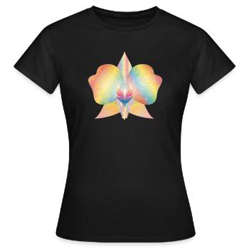 colorful shimmering abstract orchid swell - Women's T-Shirt - black - Front - AI Model Female 172 dark (172cm)