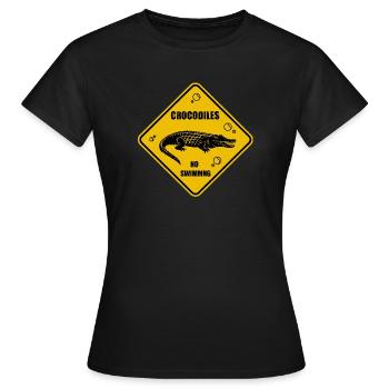 Crocodile panneau de signalisation jaune - T-shirt Femme - noir - Devant - AI Model Female 172 dark (172cm)