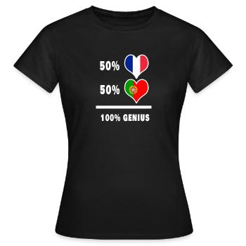 France et Portugal 100% génial / cadeau - T-shirt Femme - noir - Devant - AI Model Female 172 dark (172cm)