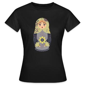 Poupée matriochka russe traditionnelle - T-shirt Femme - noir - Devant - AI Model Female 172 dark (172cm)