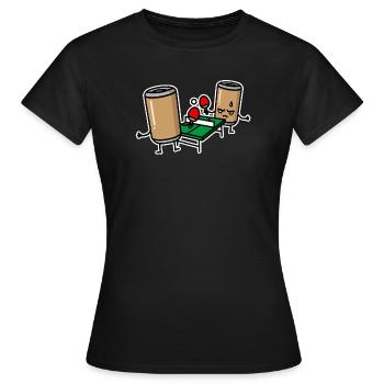 Bière Pong Cartoon Ping Ping Pong Ping Pong Ping - T-shirt Femme - noir - Devant - AI Model Female 172 dark (172cm)